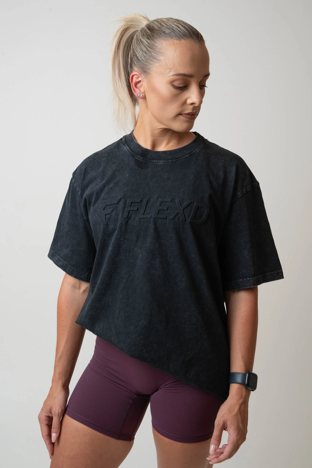 Acid-washed Oversized Tee - Charcoal