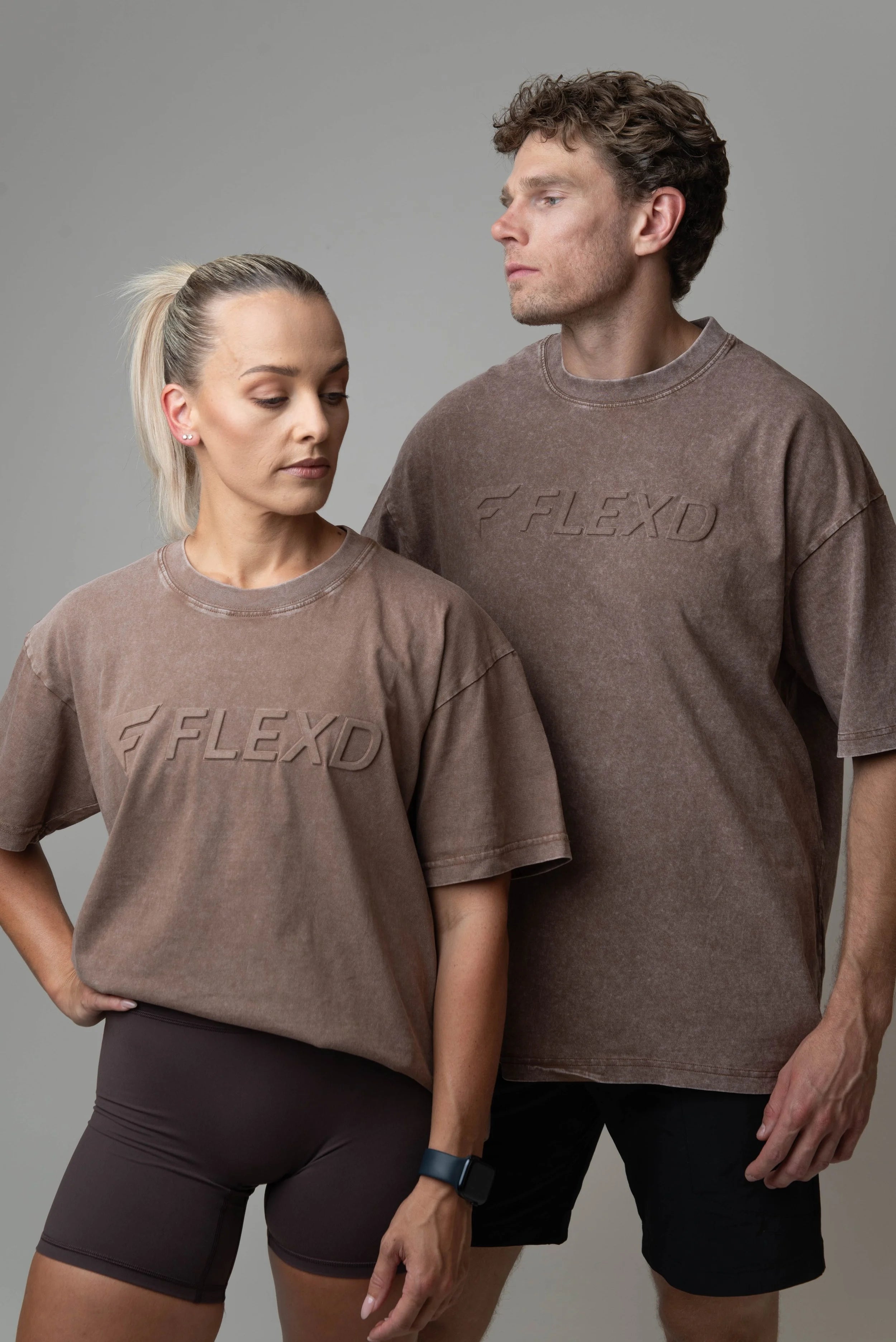 Acid-washed Oversized Tee - Coffee