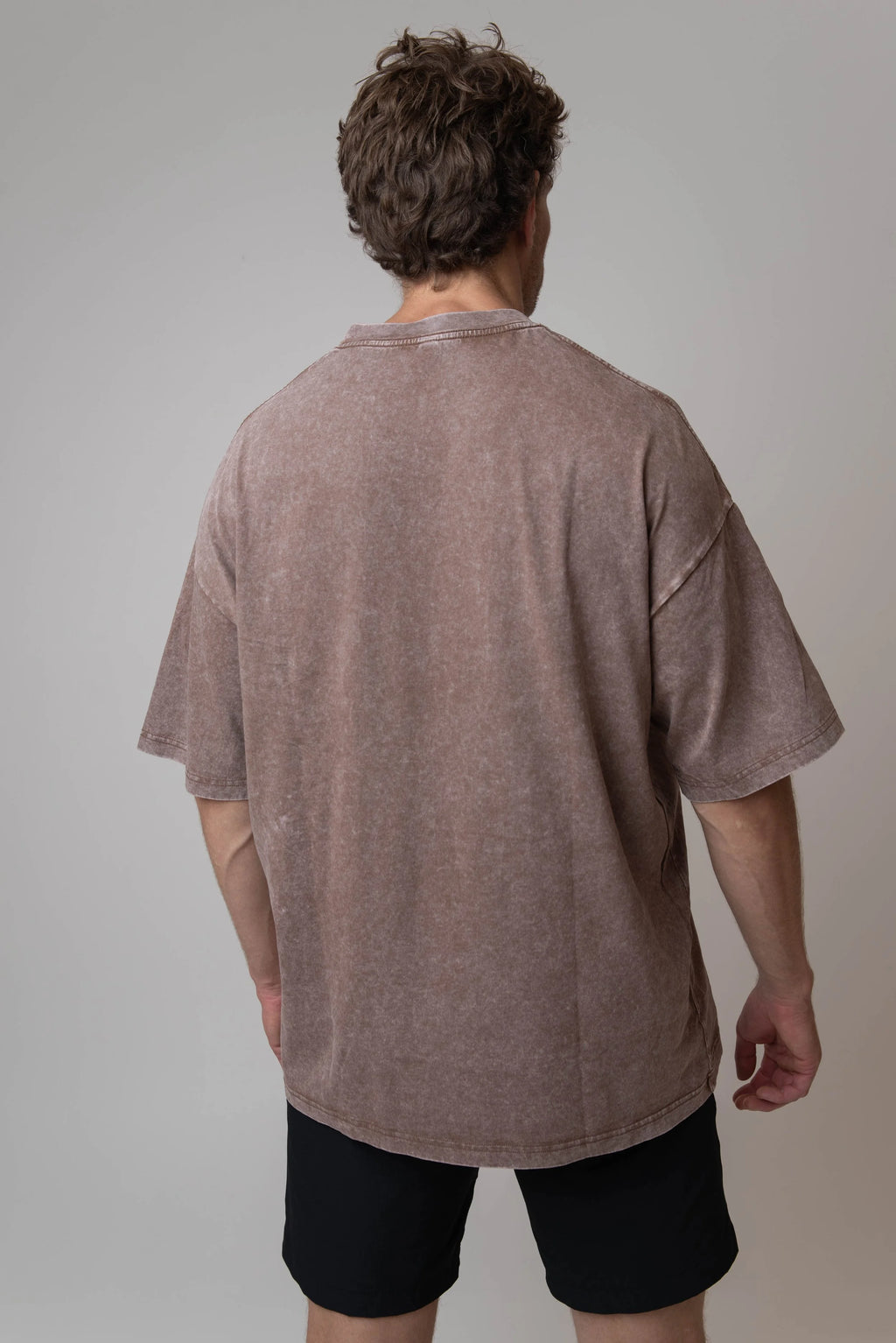 Acid-washed Oversized Tee - Coffee